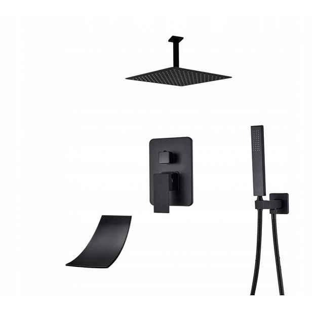 Podomítkový Set Černý Matný Vývod Vodopád Boks 25 CM