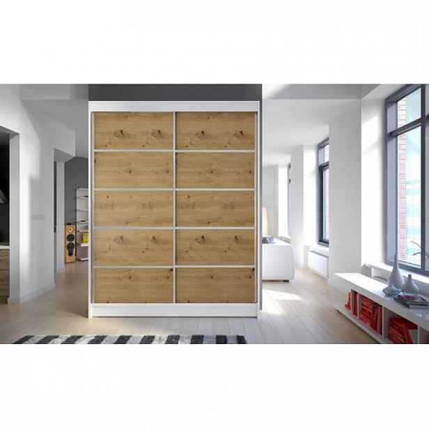 Šatní skříň CAMINO IV šířka 150 cm - bílá/dub artisan
