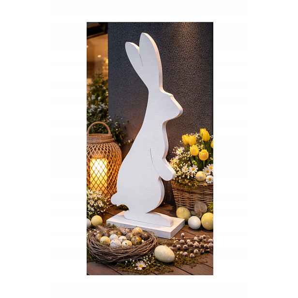 Velký Velikonoční zajíc výška 70 cm, socha, zajíček, králík, bílé Dřevo