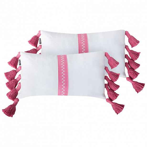 Beliani DEKORATIVNÍ polštář sada 2 ks Bílý 50/30 cm Lovely