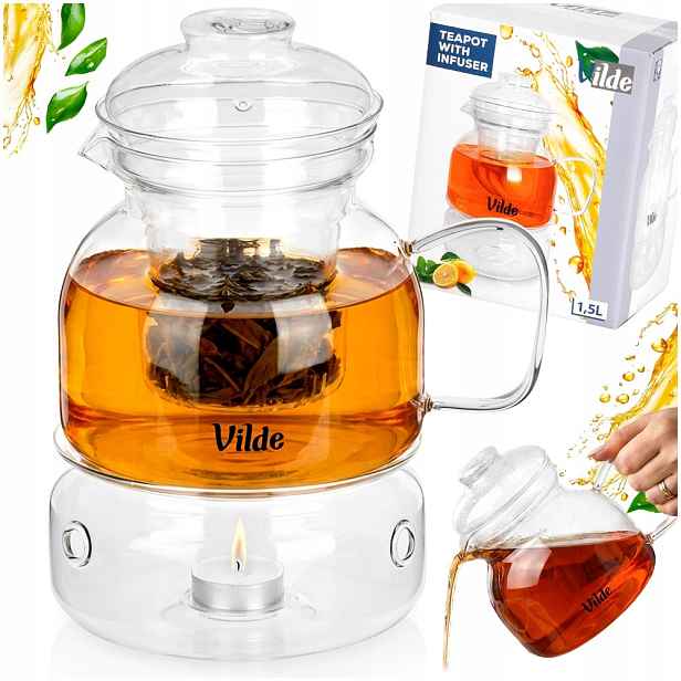 Konvice S Ohřívačem a sítkem na čaj a bylinky 1,5 l