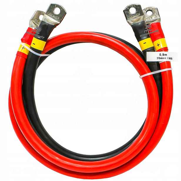 sada 2x 90 cm kabel Lgy 70 mm 70 M8 pro akumulátory kované 0,9 m