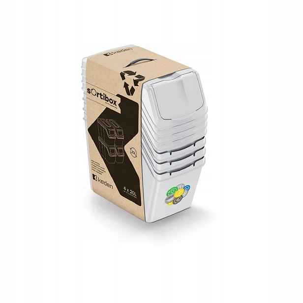 Sada 4 odpadkových košů Sortibox popělavě šedý , objem 4x20L