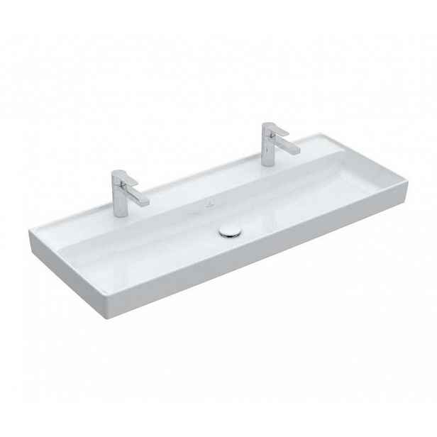 Villeroy & Boch Collaro - Umyvadlo nábytkové 120x47 cm, bez přepadu, 2 otvory pro baterii, CeramicPlus, alpská bílá 4A33C1R1