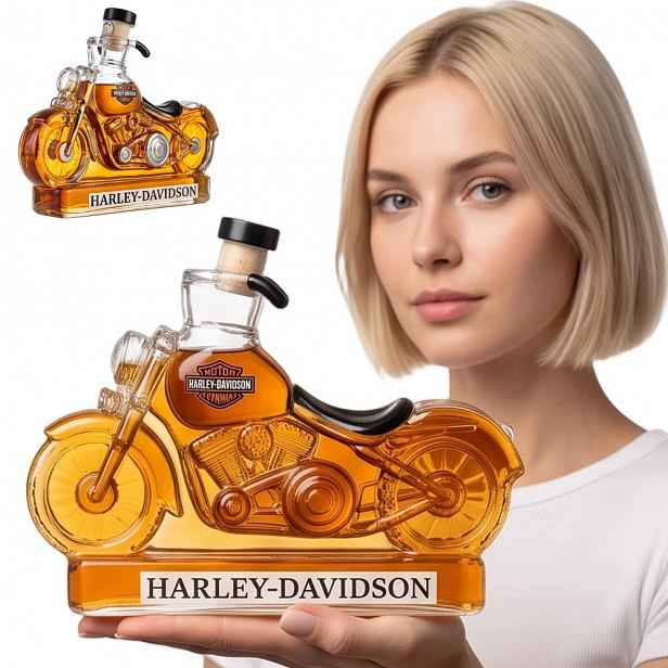 Karafa na whisky ve tvaru motocyklu 350 ml, ručně nafukovací Sklo
