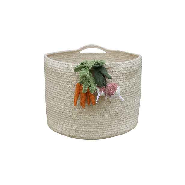 Krémový látkový dětský koš na hračky ø 30x23 cm Veggies – Lorena Canals