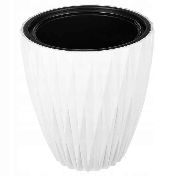 Květináč 38,5 cm Obal Vložka Bílá Na Květiny Kulatý 3D Plastový