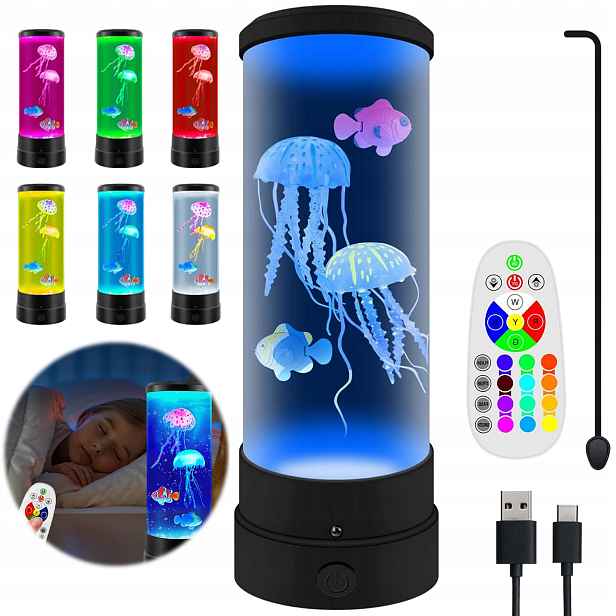 Láva Barevná Lampa Jellyfish, Led Lampa Do Pokoje, Na Psací Stůl 17 Barev