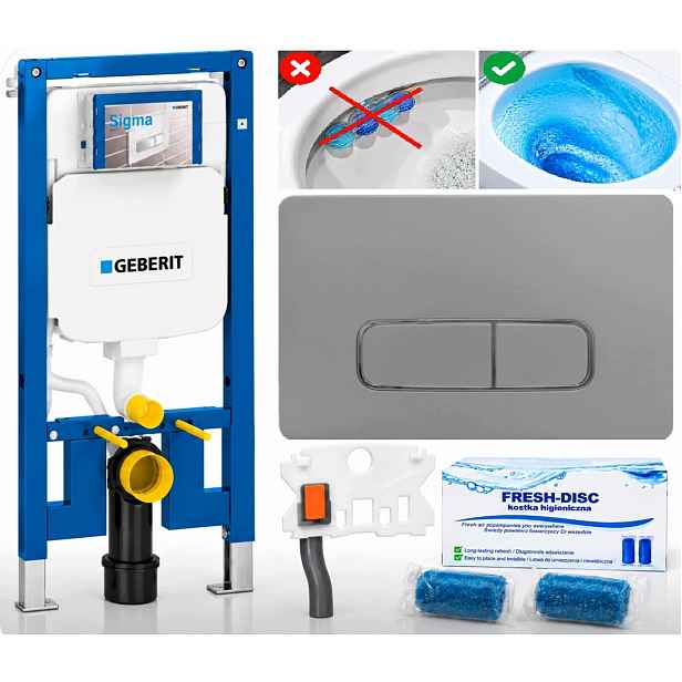 Rám pro Wc Geberit Duofix Slim 8 cm UP720 tlačítko M chrom mat Fresh-disc