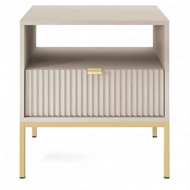 Selsey NOČNÍ STOLEK Vellore greige / zlatá 54 cm