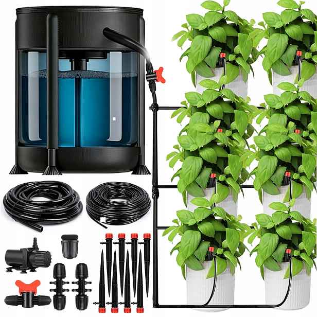 Systém automatického kapkového zavlažování zahrady Trávy Velký set 50L