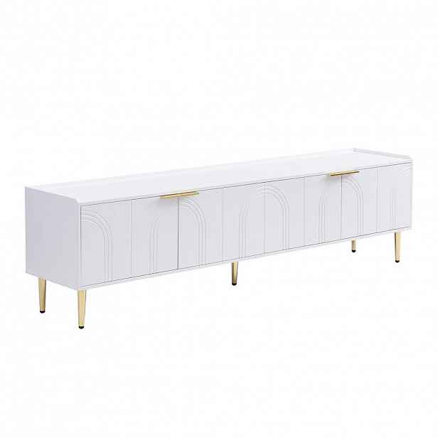 Urban Meuble TV STOLEK 170 cm, bílý a zlatý design