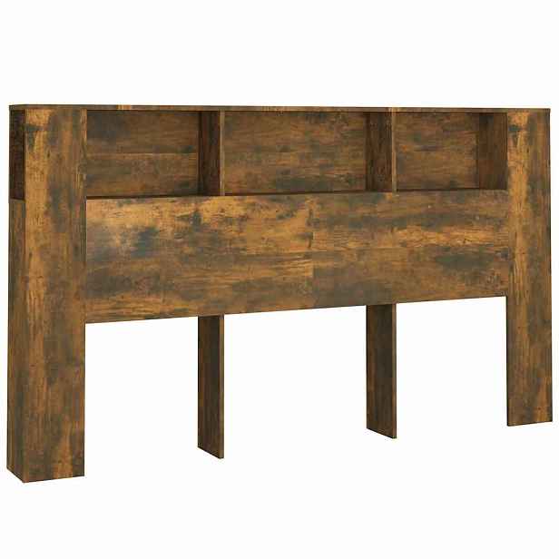 vidaXL Čelo postele s úložným prostorem kouřový dub 180x18,5x104,5 cm