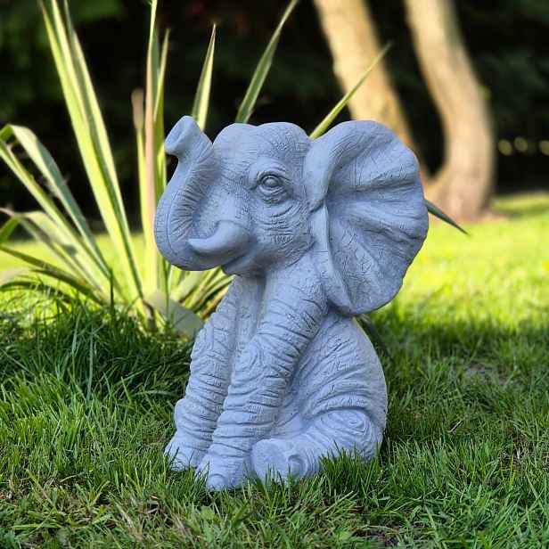 Betonová figurka Slon sedící zahradní dekorace 10 kg 30 cm mrazuvzdorná