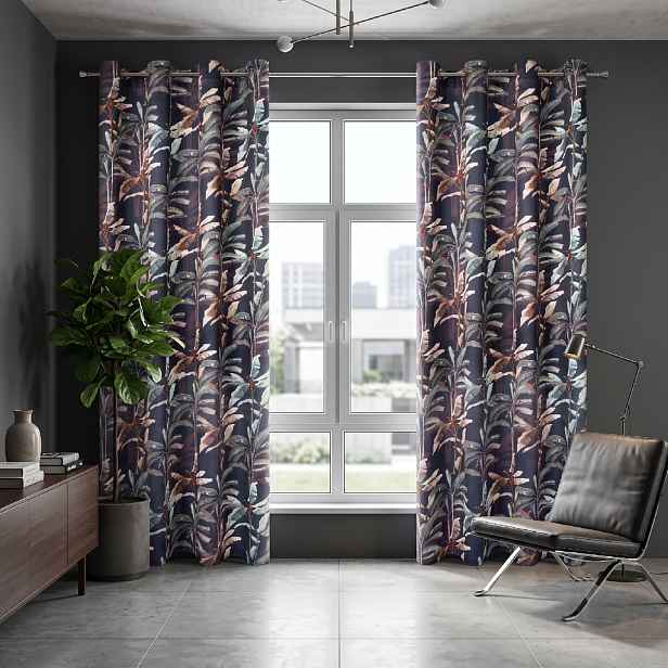 Dekorační vzorovaný velvet závěs s kroužky NIKOLA RINGS šedá 140x250 cm (cena za 1 kus) MyBestHome