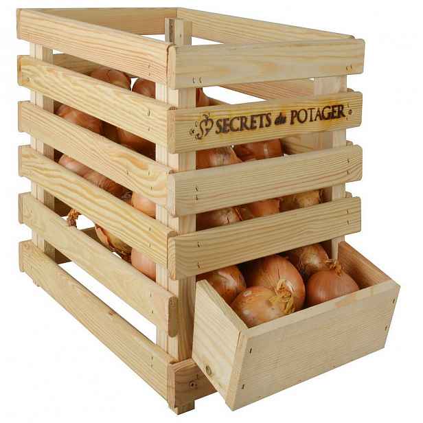 Dřevěná bedýnka na cibuli se šuplíkem Esschert Design