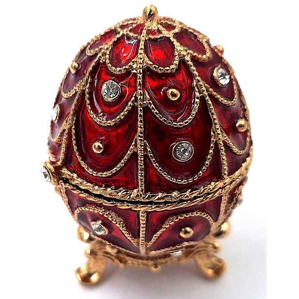 Krabička Vajíčko Fabergé Křišťály Kovová Granátové zlato B0748-17 Rd
