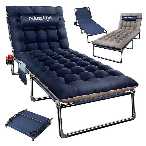 Relaxdays KEMPINGOVÁ POSTEL Modrá skládací s matrací