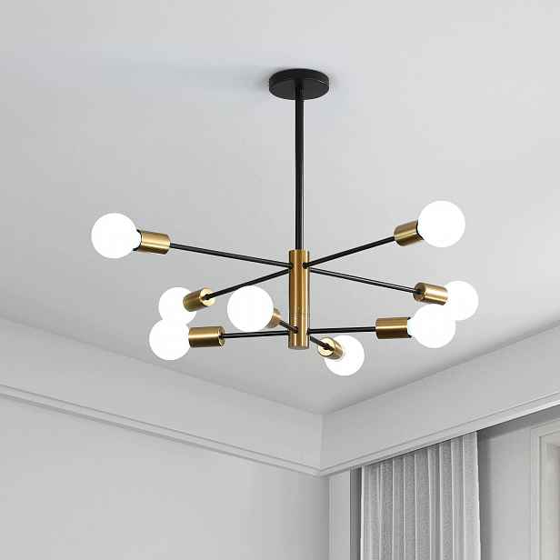 Stropní lampa 8xE27 Lustr černozlatý loft moderní 73 cm Comely