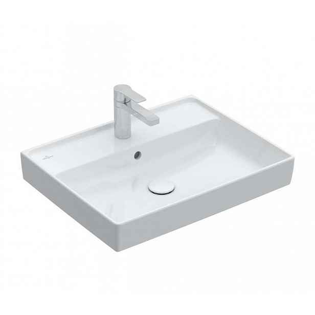 Villeroy & Boch Collaro - Umyvadlo 60x47 cm, s přepadem, otvor pro baterii, CeramicPlus, Stone White 4A336GRW