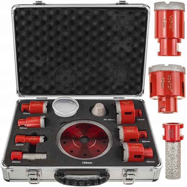 Korunkové Vrtáky Vrták Diamantové Pro Gres 20-74 MM Sada Korunek, Kotouč Na Gres