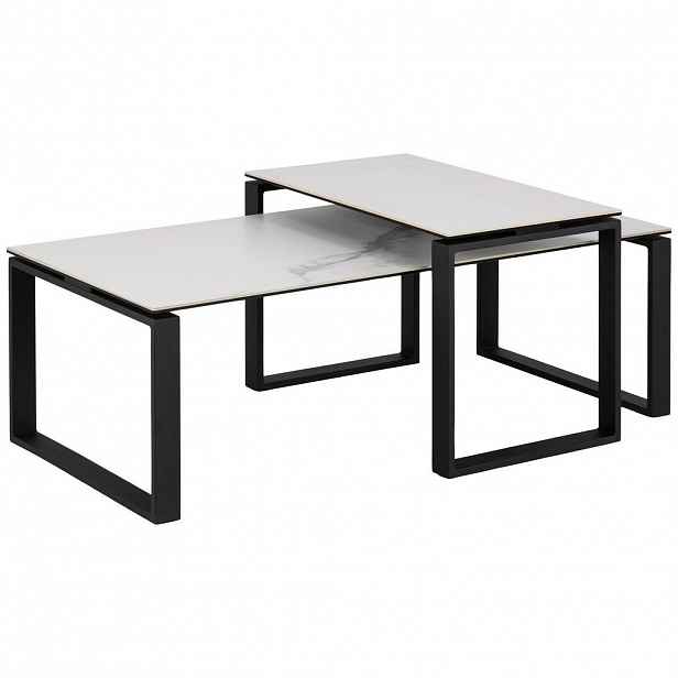 MID.YOU SADA KONFERENČNÍCH STOLKŮ, černá, bílá, kov, sklo, 115/55/45 cm