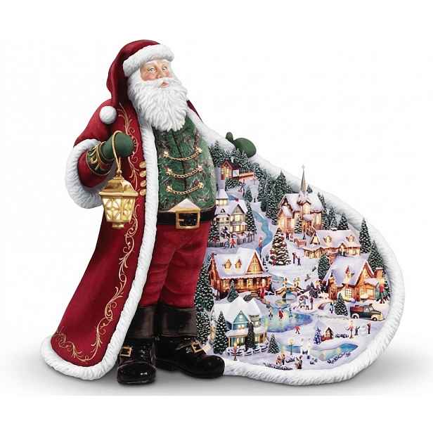 Svatý Mikuláš Led Vánoční Vesnička 42 CM Figurka Dekorace Usb Baterie