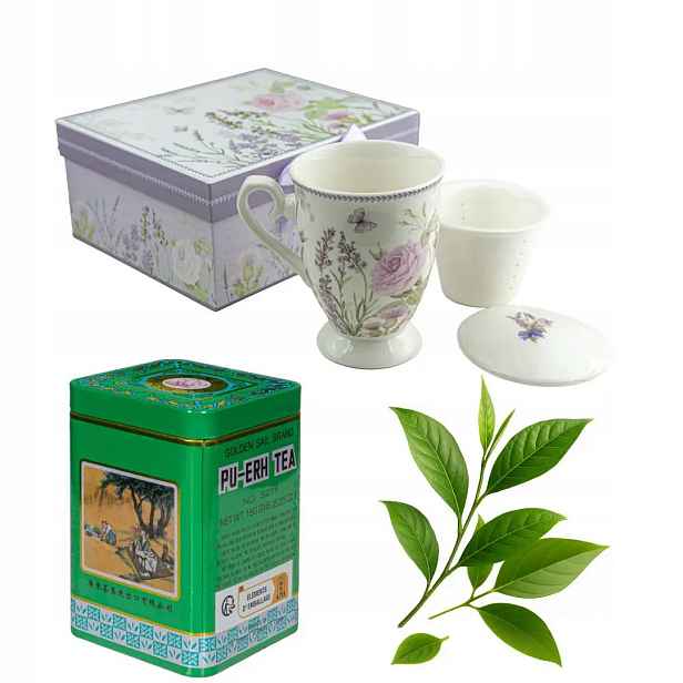 Dárková sada – porcelánový hrnek čaj Pu-Erh