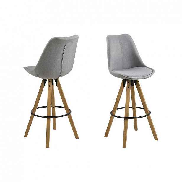 Sada 2 světle šedých barových židlí Actona Dima, dub, 48.5 - 55 - 111.5 cm