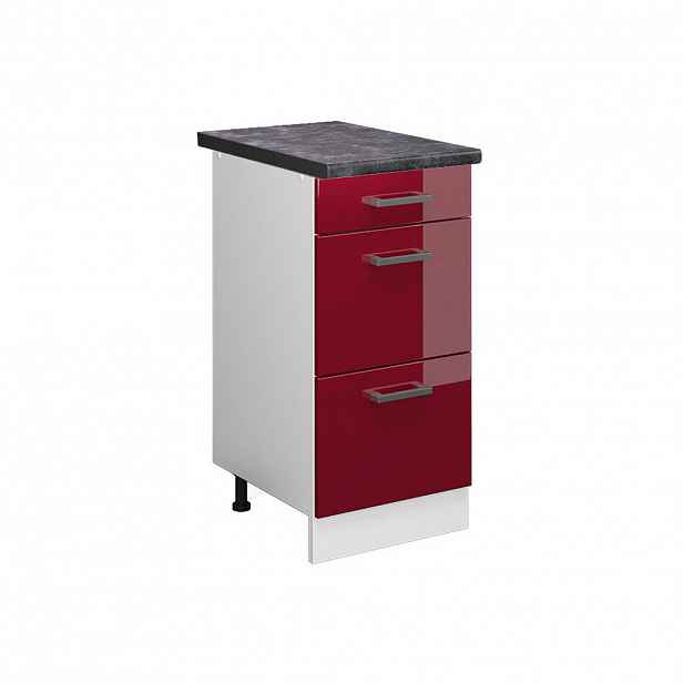 Vicco SPODNÍ SKŘÍŇKA KUCHYŇSKÉ LINKY R-Line Červená vysoký lesk 40 cm se zásuvkami, PD Antracit