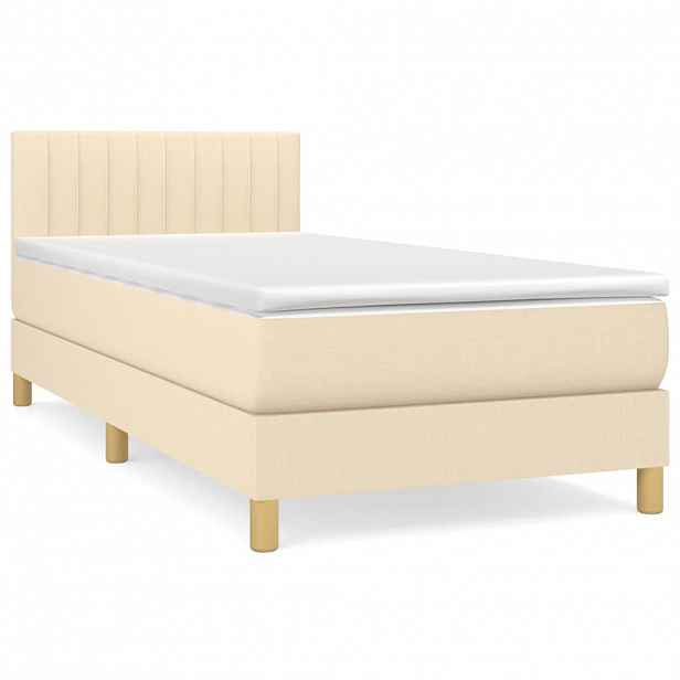 vidaXL Box spring postel s matrací krémová 90x200 cm textil