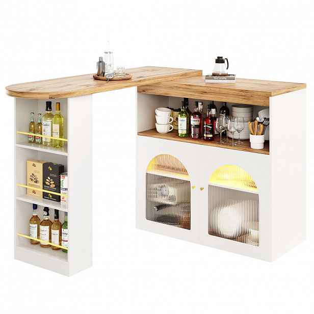 FLIEKS BAROVÝ PULT ROZKLÁDACÍ 138-193cm LED ÚLOŽNÝ PROSTOR BÍLÝ