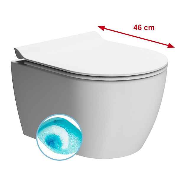 GSI PURA SHORT závěsná WC mísa, Swirlflush, 35x46cm, bílá dual-mat