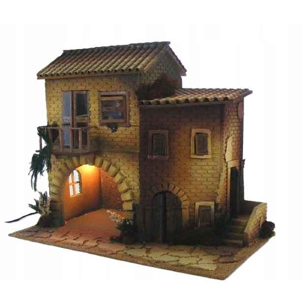 Patrový Domeček Do Vánočního Betlému S Ženou V Okně, Pohyblivý, 45 CM