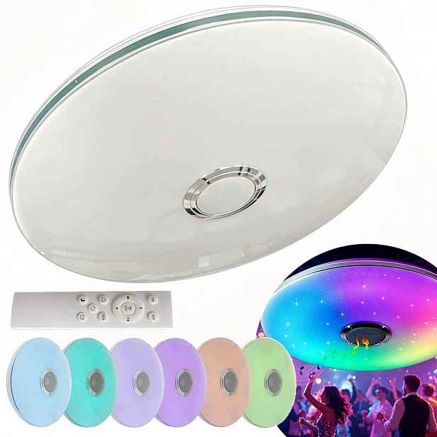 Stropní Svítidlo Stropní Svítidlo s Rgb reproduktorem 3000-6500k Bluetooth Dálkový Ovladač Ø50CM