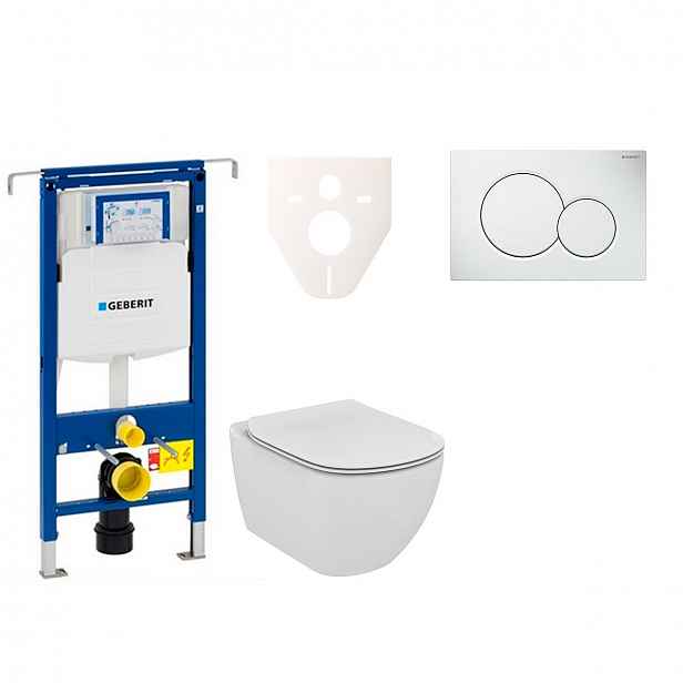 Závěsný set WC TESI Rimless + modul Geberit Duofix Speciál s tlačítkem Sigma 01 (bílé) 111.355.00.5 NE1