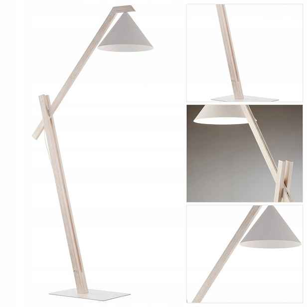 Bílá podlahová lampa Deco s intenzivním leskem u křesla Sigma Lighting