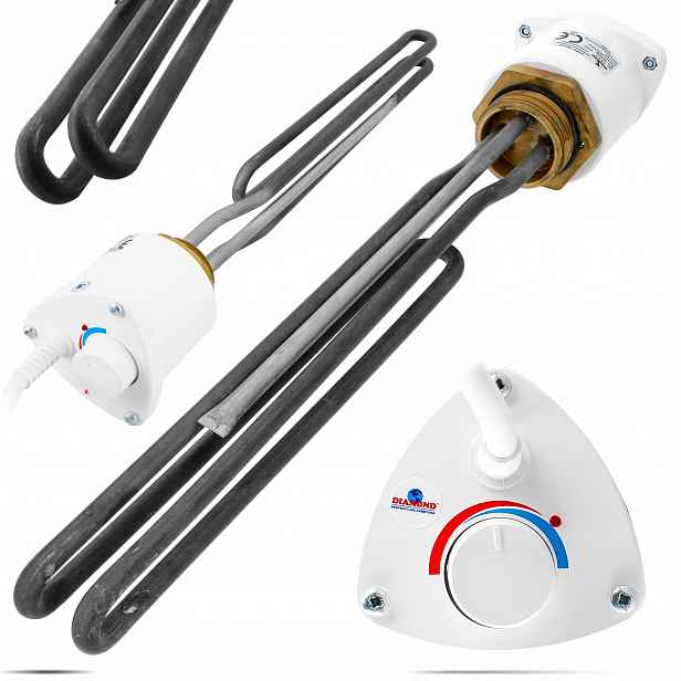 Elektrické Topné Těleso Bojlera 3000W Termostatem 6/4'' Regulací Teploty