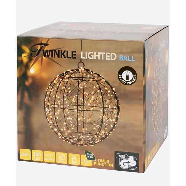 Led světelná koule Ø 28 cm Vánoční Dekorace 360 Led světel