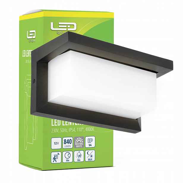 Venkovní Led nástěnné svítidlo nad vchodové dveře s pohybovým senzorem 12W IP54
