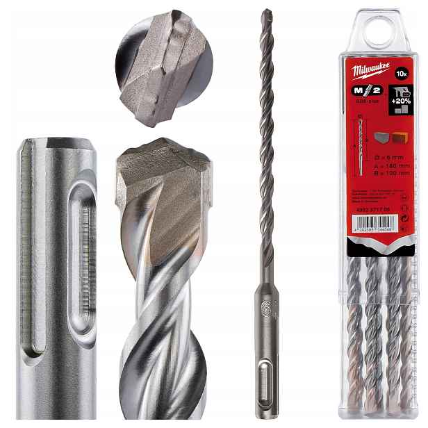 Vrtáky do betonu Sds Plus 6 x 100/160 mm 10 ks Milwaukee M2
