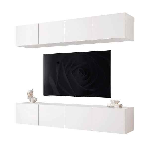 Idohome ZÁVĚSNÁ obývací stěna ANGEL I s LED osvětlením – matná bílá
