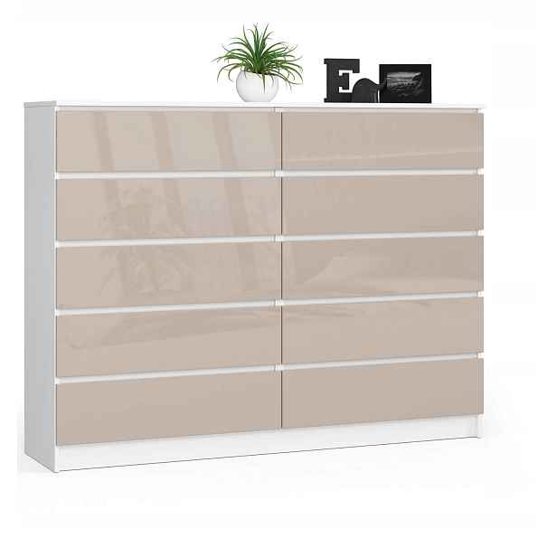 Komoda K160 10SZ Clp Pk Capuccino Połysk Akd