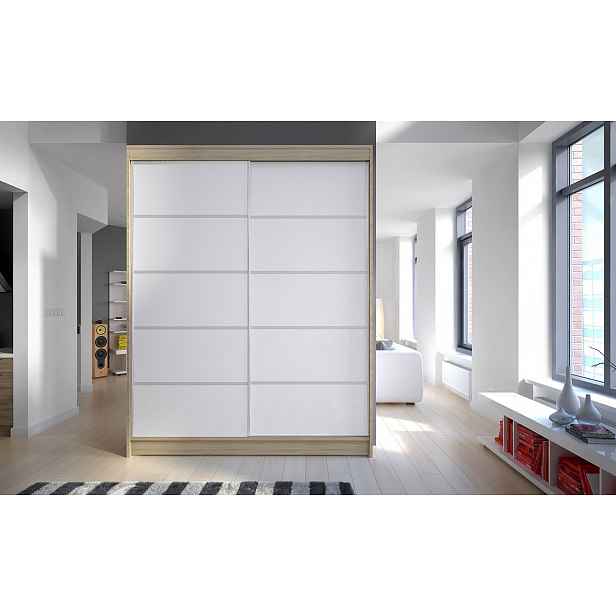 Šatní skříň CHANNA 4 - šířka 150 cm, sonoma / bílá