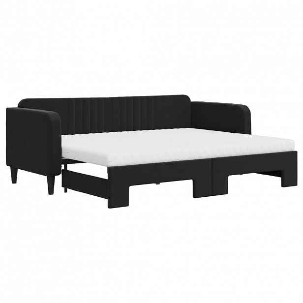vidaXL Válenda s přistýlkou a matracemi černá 80 x 200 cm samet