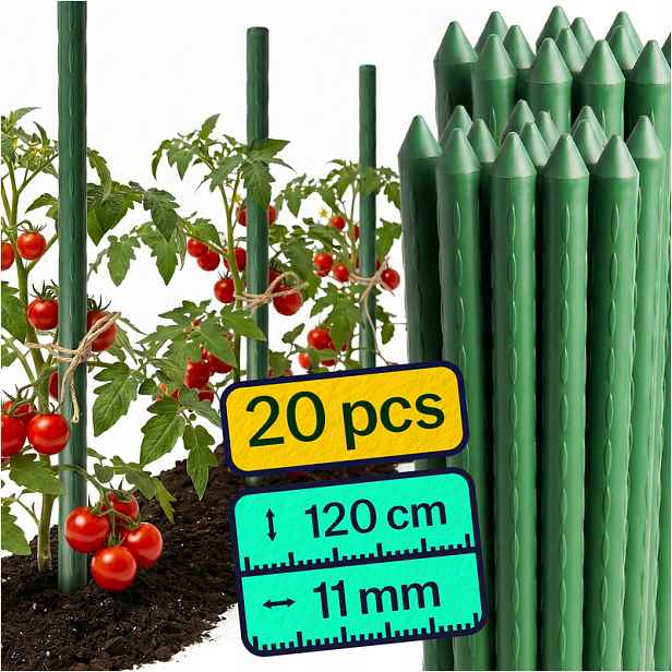 TEMU POHÁNKY PRO ŘEDY 120CM OCELOVÉ PODPRAVY PRO ROSTLINY 11MM SADA 20KS
