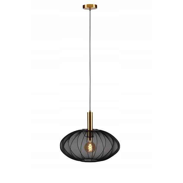 Závěsná lampa zlatá černá síťka kulatá 50 cm do obývacího pokoje Lucide