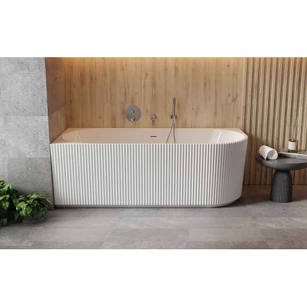 BESCO Volně stojící vana DENAYA bílá, sifon se štěrbinovým přepadem — Barva - Bílá, Barva sifonu - Chrom, Rozměr vany - 170 × 78 cm, Způsob provedení - Levé