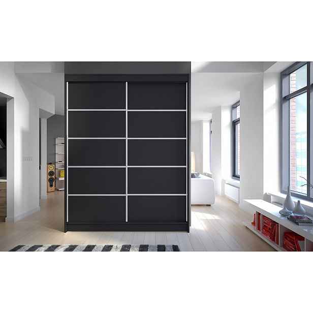 Šatní skříň CHANNA 4 - šířka 150 cm, černá