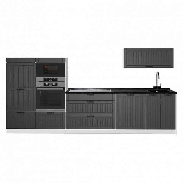 Vicco KUCHYŇSKÝ KOUT Fame-Line, Tmavě šedá/Bílá, 340 cm, PD Antracit